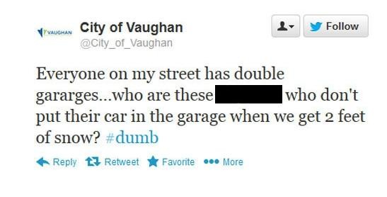 city of vaughan deactivates twitter account after vulgar snowstorm rant posted - toronto headlines